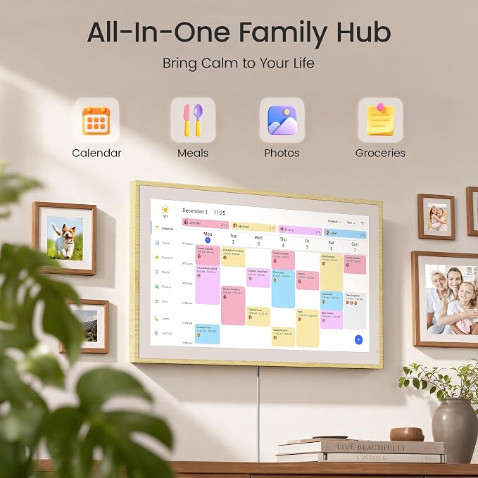 Dragon Touch 21.5 inch Digital Calendar Chore Chart – Digital Picture Frame, Smart Family Planner, Hearth Display Desk Digital Calendar Best Gift for Women, Mom,Christmas, Wedding