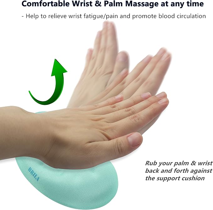 BRILA Ergonomic Memory Foam Mouse Wrist Rest Support Pad Cushion for Computer, Laptop, Office Work, PC Gaming - Massage Holes Design - Wrist Pain Relief (Aquamarine Mouse Wrist Rest)