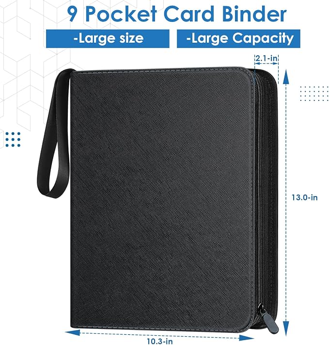 900 Pockets Card Binder, Trading Card 9 Pocket Durable Card Holder Album, Baseball Card Protectors for MTC,TCG, Game Cards, Sports Cards (Black)