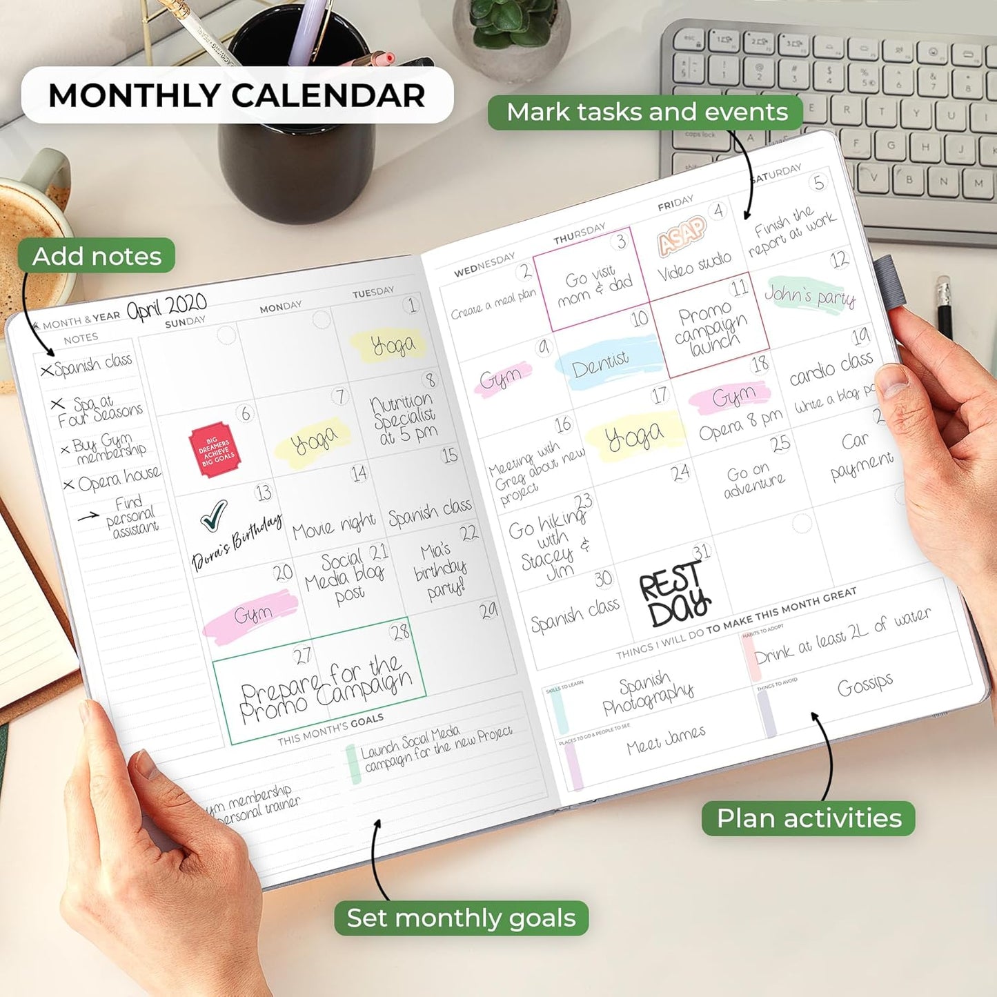 Clever Fox Planner PRO Schedule – Undated Weekly & Monthly Life Planner with Time Slots, Appointment Book & Daily Organizer, A4 (Gray)