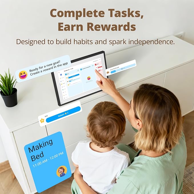 Dragon Touch 10.1 inch Digital Calendar & Chore Chart - Interactive Touchscreen Smart Family Planner,Digital Picture Frame for Mom, Women, Christmas & Weddings
