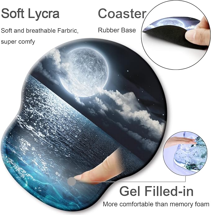 Ergonomic Mouse Pad with Wrist Rest Support,Gel Mouse Pads for Desk | Big Mousepad With Coaster Non-slip & Pain Relief for Computer, Home&Office Desk Decor