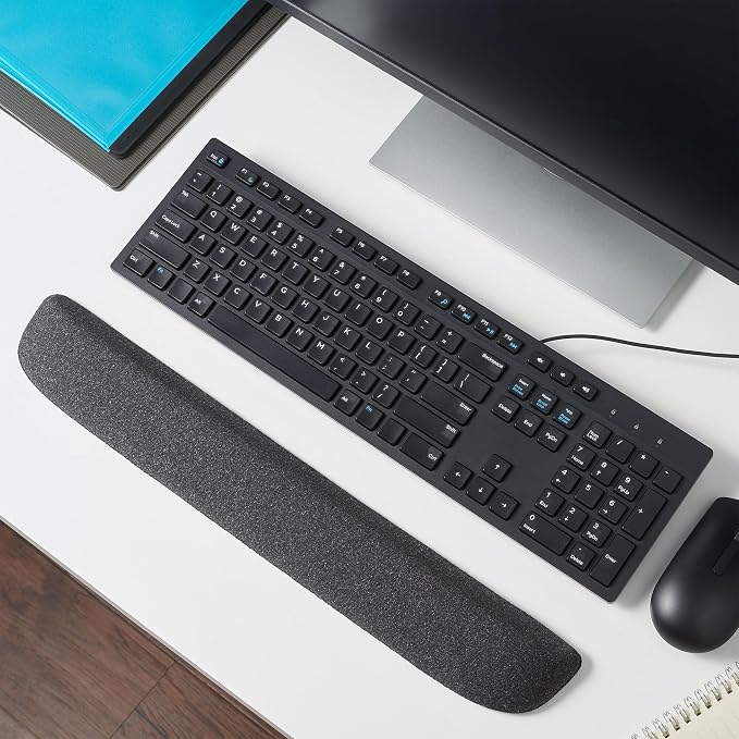 Staples Ergonomic Gel Keyboard Wrist Rest, 18.66" x 2.8" x 0.91", Non‑Slip Base, Soft Wrist Support Cushion for Easy Typing, Full‑Size Keyboards, Office/Computer/Gaming, Black