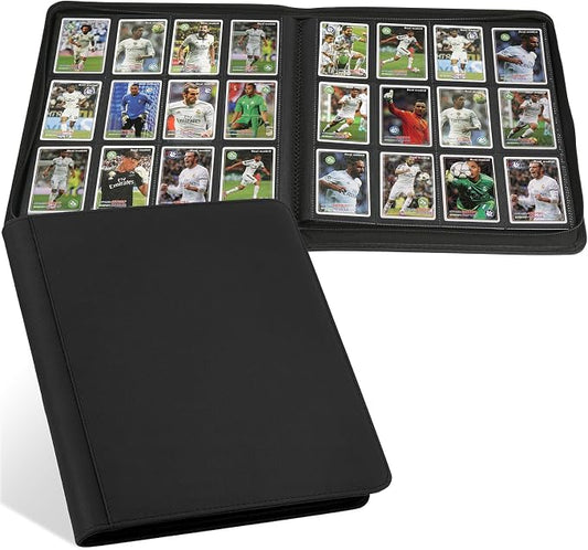 12 Pocket Ringless Side Loading Trading Card Binder, 720 Cards PU Fixed Page Zipper Card Album for TCG Sports Game Cards, Not Fit Top Loaders (Black)