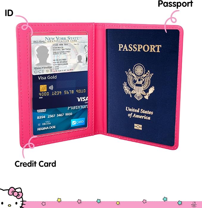 Hello Kitty Passport Holder for Travel Official License, Cute (Gradient) | Passport Cover, Sanrio Gifts