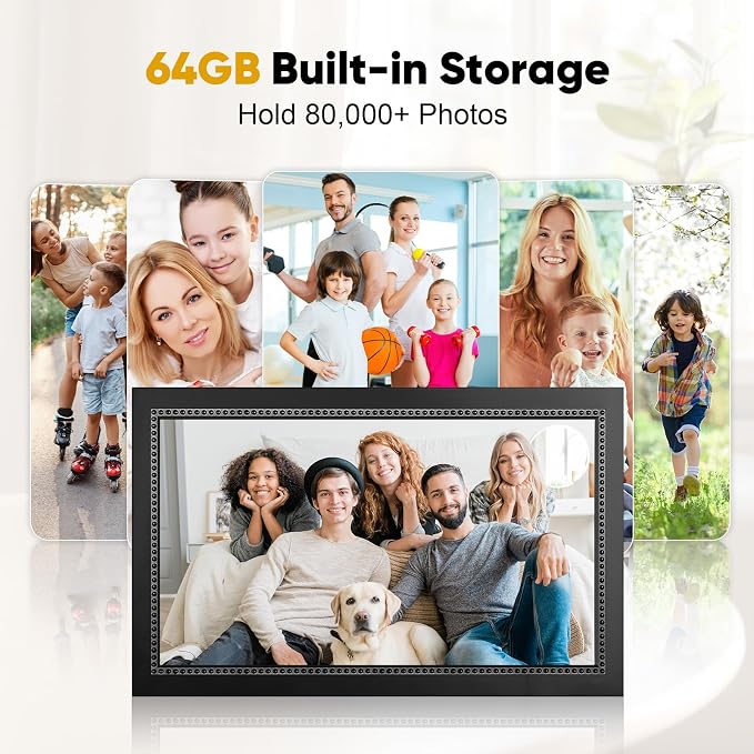 Digital Picture Frame 15.6 Inch Digital Photo Frame with 64GB Storage, 1920 * 1080 IPS FHD Touchscreen, WiFi Smart Frame Share Photos and Videos Instantly from Anywhere via AiMOR App