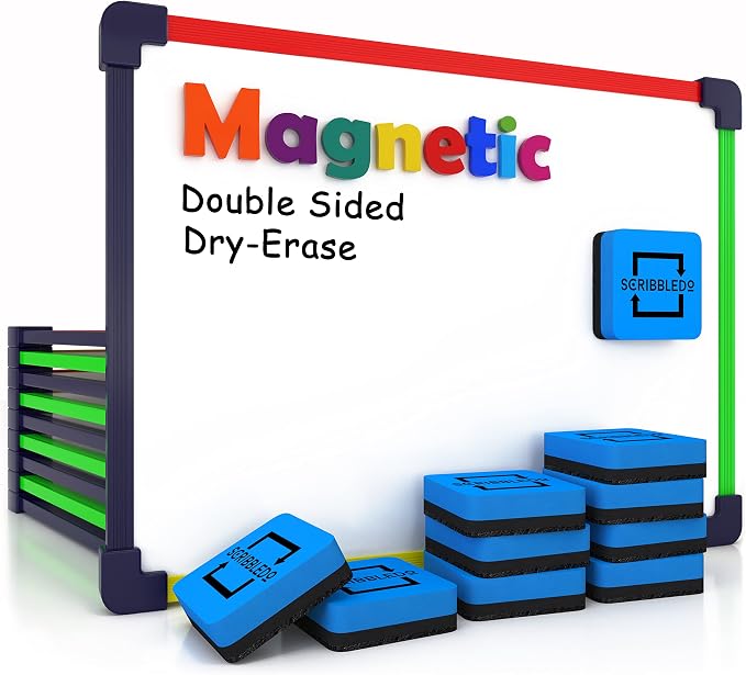 ScribbleDo 10 Pack Magnetic Dry Erase Board for Kids Whiteboard 9”x12” Includes White Board for Writing Learning & Drawing Art Educational Kids Toy