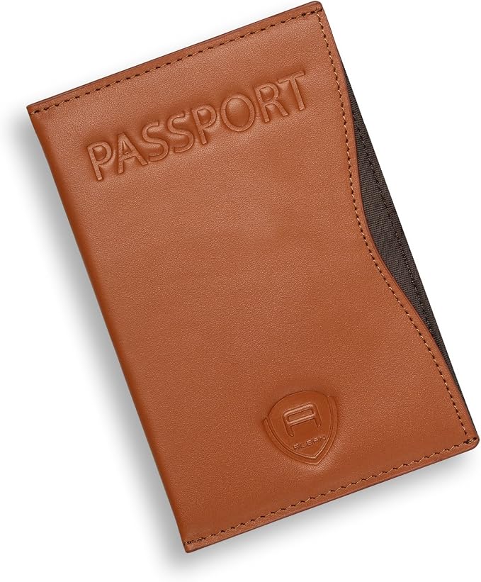 Alban RFID Passport Holder for Women & Men, Genuine Leather Passport Cover | RFID blocking design helps protect personal information while traveling, Slim genuine leather case for travel essentials