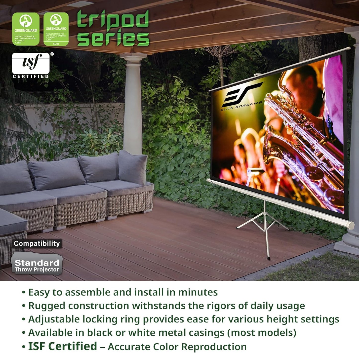 Elite Screens Tripod Series, Portable Pull Up Home Movie/Theater/Office Projector Screen (136-inch/ 1:1)