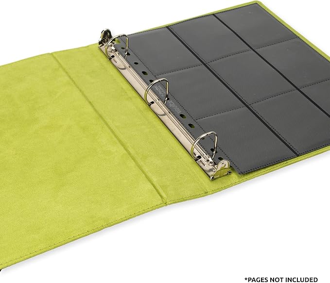 Vault X Slim Ring Binder, 540 Cards, fits 9 Pocket Pages, Exo-Tec Material, 3 D-Ring Folder, for Trading Cards (Black/Green)