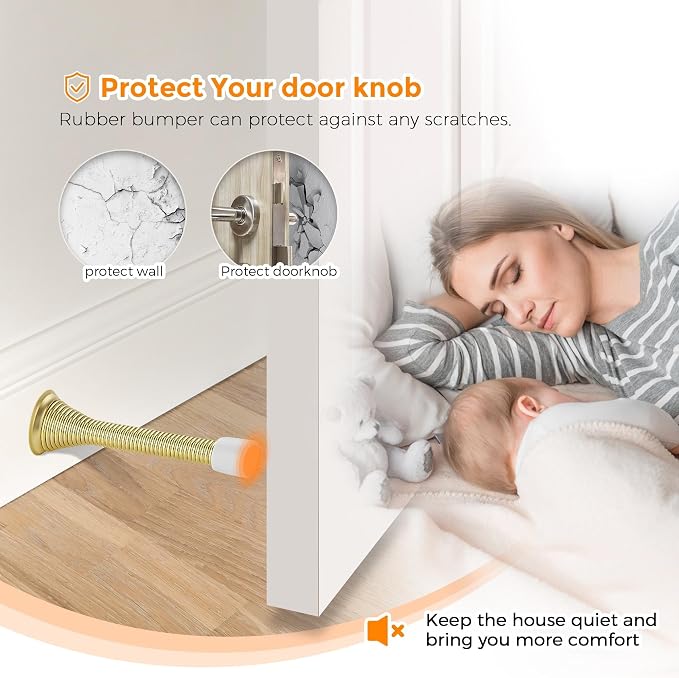 Ravinte Door Stoppers, 36 Pack Gold Spring Door Stops with Rubber Bumper, Door Stoppers for Bottom of Door