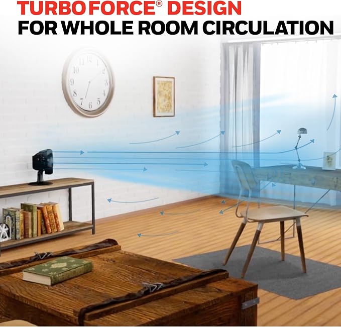 Honeywell Fan, Turbo Force Oscillating Table Fan with 3 Speeds, Air Circulator for Bedroom, Black, HT-906