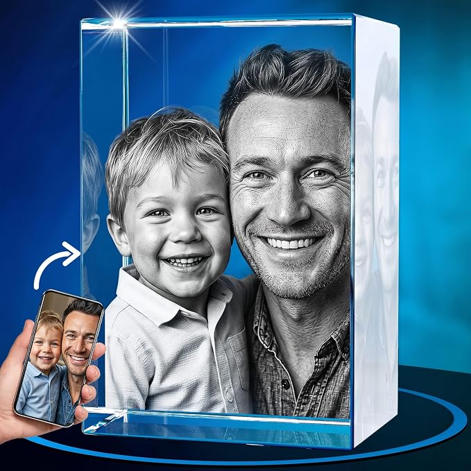 ArtPix 3D Crystal Photo, Personalized Gifts for Women, Wife, Mom, Her, Him, Men, Great Customized Gift With Your Own Photo - Anniversary, Wedding, Birthday - Custom Glass 3D Laser Etched Picture Frame