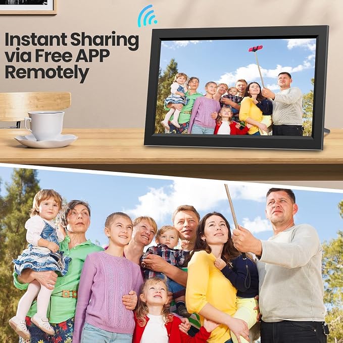 XElectron 15.6 Inch Large Digital Picture Frame, WiFi Digital Photo Frame with 32GB Storage and SD Card Slot/USB Port, Free Storage, 1920x1080 IPS FHD Touch Screen - Gift for Friends and Family