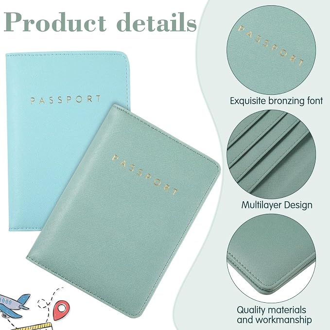 2 Pcs Passport Cover Holder for Travel Waterproof Leather Passport Wallet Case Book Travel Cruise Essentials for Women Men | 2 Pieces
