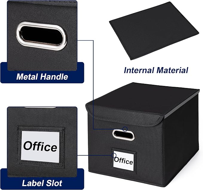 CADONO File Organizer Box with Lid (Dark Green, 14.9 x 12.59 x 10.8 inch) | Large Hanging File Folder Organizer with Plastic Slide, Collapsible Portable Filing Storage Boxes for Office/Decor/Home