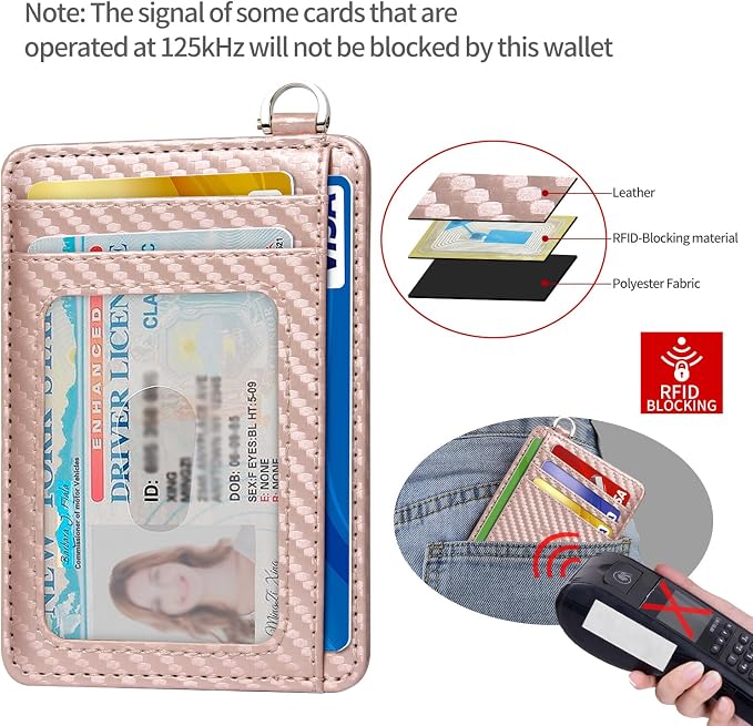 Slim Minimalist Front Pocket Wallet, RFID Blocking Credit Card Holder Wallet with Detachable D-Shackle for Men Women