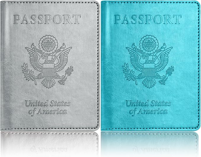 Eoehro Passport Holder for Travel Essentials-2Pack, Passport Wallet Cover Case for Travel Must Haves Accessories,Passport Book Holders for Women and Men