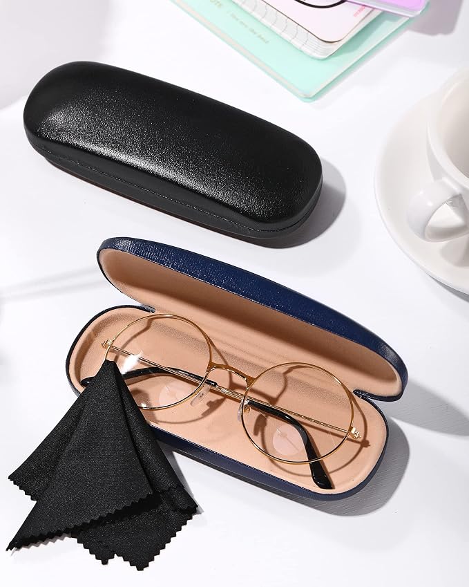 Frienda 3 Pieces Hard Shell Glasses Case Eyeglass Case Protective Sunglass Holder with Cleaning Cloth for Men Women Unisex