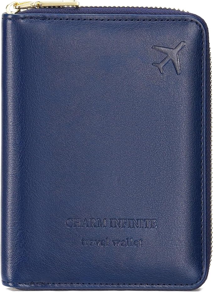 Travel Passport Wallet RFID Blocking Passport Holder-Women and Men with Zippered Ladies Passport Cover