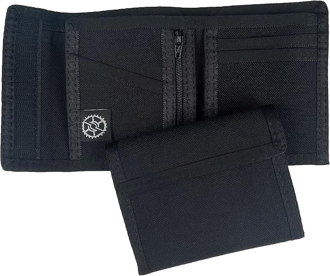 Sprocket Nylon Bifold Wallet with Zippered Coin Pocket (Black)
