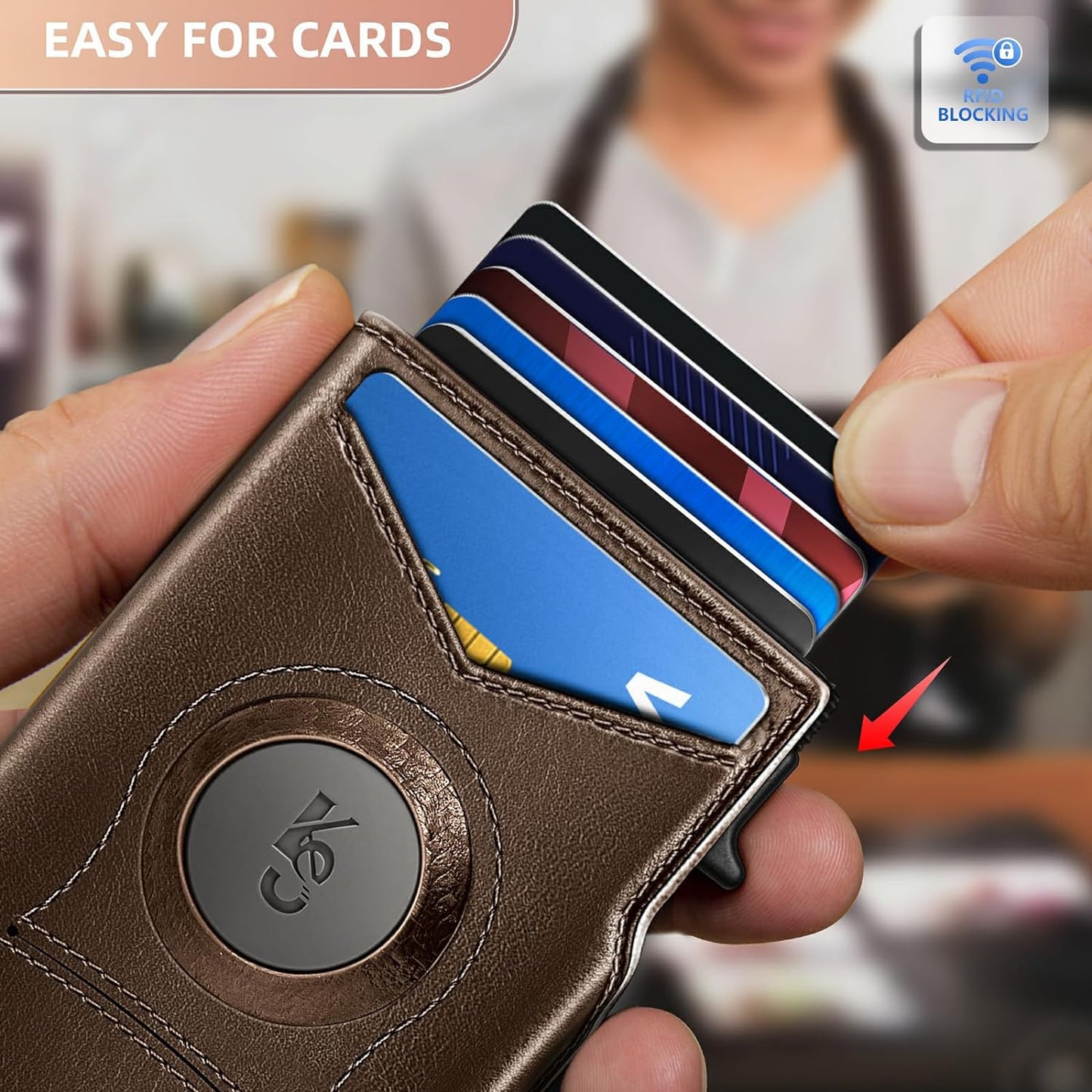 KEMISANT Airtag Wallet Men,Mens Slim Front Pocket Wallet Money Clip Standard or Apple Airtag Use 3.8"×2.8"×0.9"