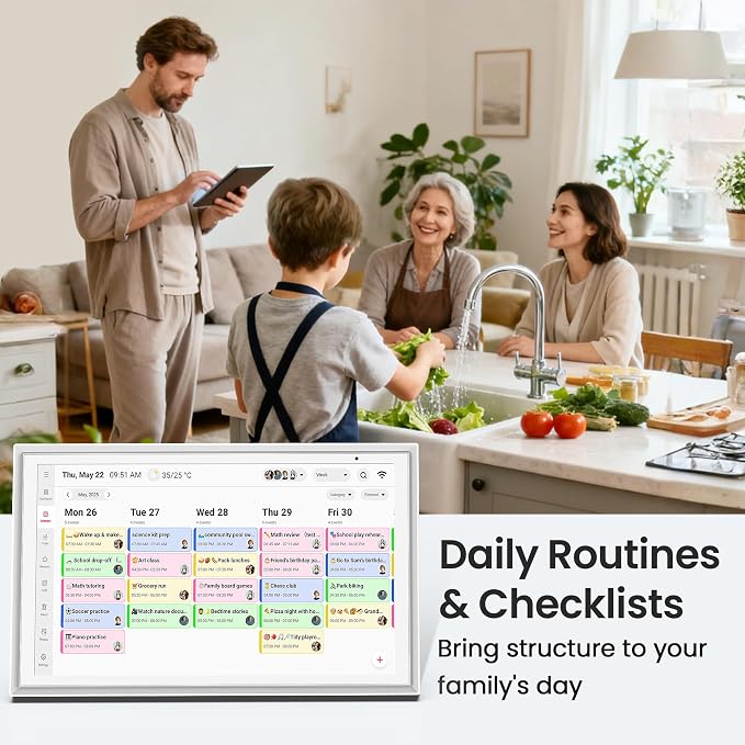 15.6 Inch Digital Calendar - Routines, Meal Planner, Task Scheduling. Reward Tracker, to Do List, HD Smart Touchscreen Interactive Electronic Calender - Wifi Home Planner Built-in Digital Photo Frame Function