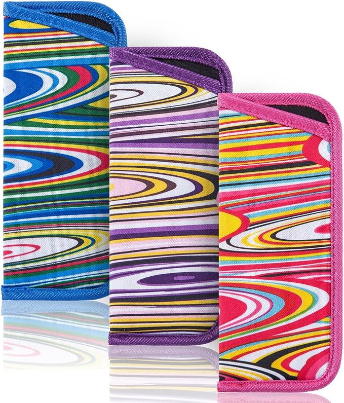 TRIUMPH VISION Reading Glasses Pouch Eyeglass Sleeve Soft Case Slim 3 Pack | Alternative to Bulky Case Lightweight，Neoprene Lined Padded Protect Optical lens Slip in, Cute Pattern Portable for Daily Use