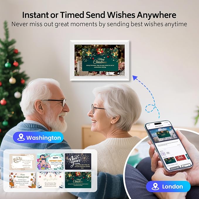 Uhale 10.1 Inch Digital Picture Frame 32GB Momery White WiFi Electronic Photo Frame IPS HD Touch Screen Display Share Photos/Videos Instantly Anywhere Gifts for Mom Dad Grandparents