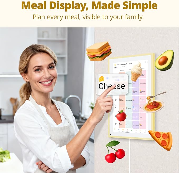 Dragon Touch 15.6 inch Digital Calendar & Chore Chart - Interactive Touchscreen Smart Family Planner,Digital Picture Frame for Mom, Women, Christmas & Weddings Yellow