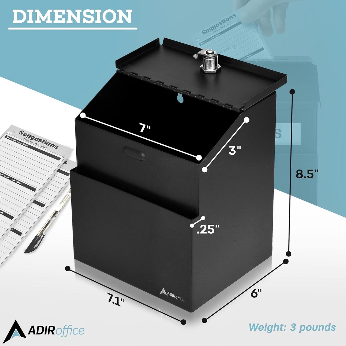 Adir Corp. Steel Suggestion/Key Drop Box (Black)