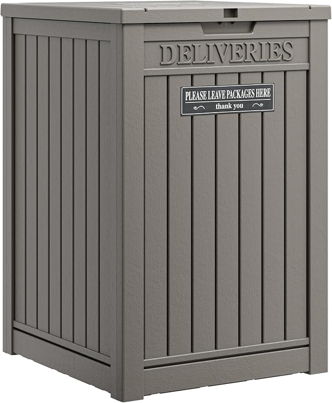 Package Delivery Box for Outside, Waterproof Outdoor Storage, Grey