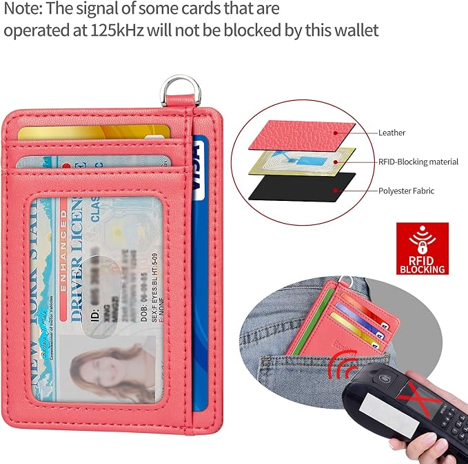 Slim Minimalist Front Pocket Wallet, RFID Blocking Credit Card Holder Wallet with Detachable D-Shackle for Men Women