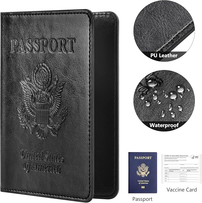 Eoehro Passport Holder for Travel Essentials-2Pack, Passport Wallet Cover Case for Travel Must Haves Accessories,Passport Book Holders for Women and Men