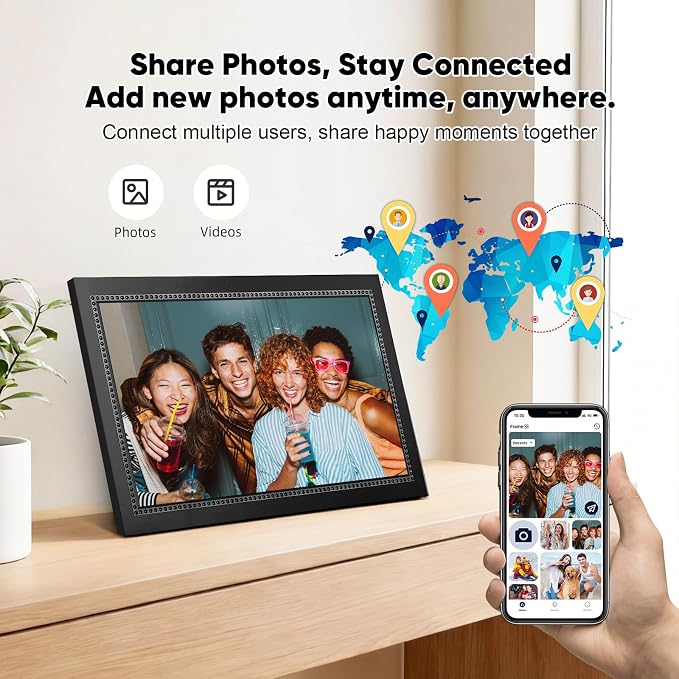Digital Picture Frame 15.6 Inch Digital Photo Frame with 64GB Storage, 1920 * 1080 IPS FHD Touchscreen, WiFi Smart Frame Share Photos and Videos Instantly from Anywhere via AiMOR App