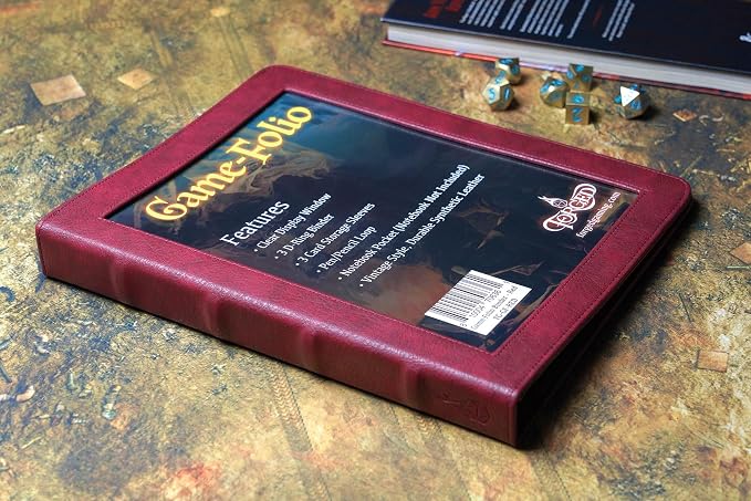 Forged Dice Co. Game-Folio PU Leather Portfolio Binder - Gaming Binder for DND Character Sheets with DND Spell Cards Organizer and Clear Front Pocket - Compatible with Dungeons and Dragons RPG - Red
