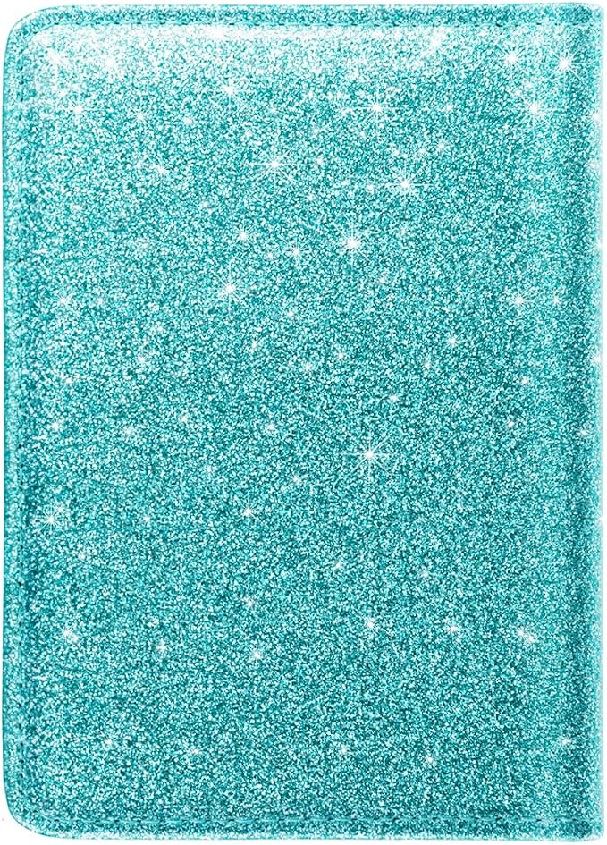 Coco Rossi Passport Holder for Travel Women Slim RFID Passport Cover Wallet | Travel Essentials, Passport Book Holders, Passport Wallet Cover Case, PU Leather, Cute, Thin, Spliced Design, Glitter Teal