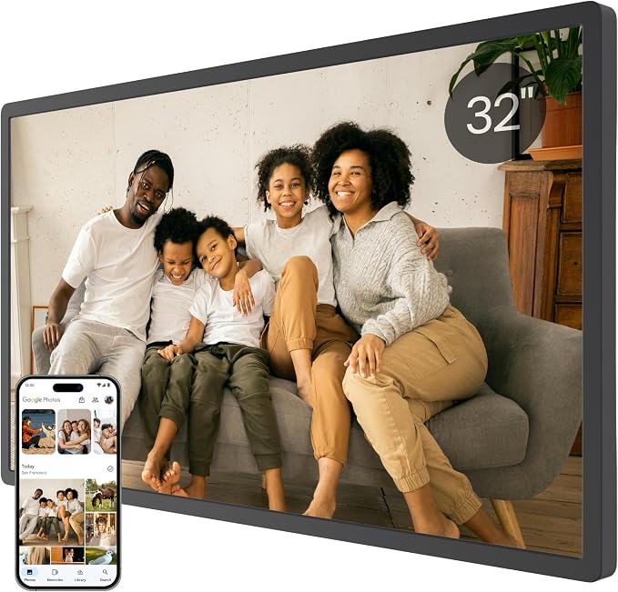 Cozyla Frame: 32" WiFi Digital Picture Frame with Large Display – No Subscription & Unlimited Storage, Support Long Video, Electronic Photo Frame for Gift, Share via Google Photos, App, Email, Web