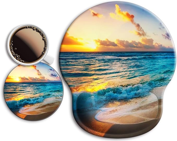 Ergonomic Mouse Pad with Wrist Rest Support,Gel Mouse Pads for Desk | Big Mousepad With Coaster Non-slip & Pain Relief for Computer, Home&Office Desk Decor