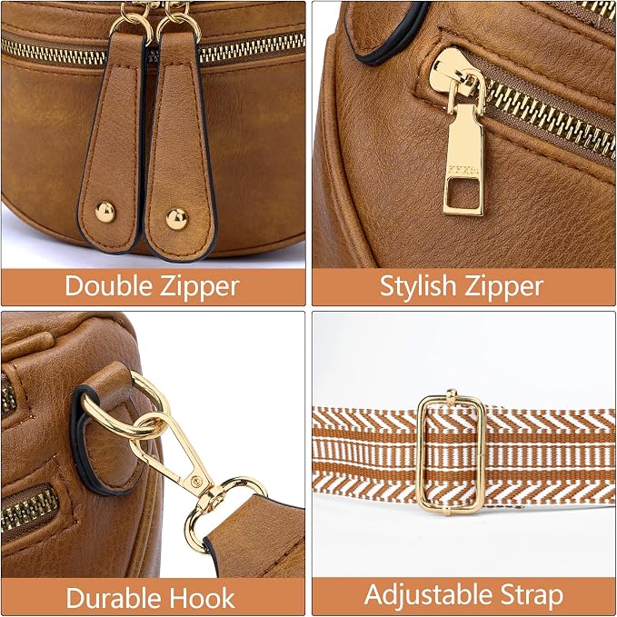 KKXIU Crossbody Bags for Women Vegan Leather Travel Bum Bag | Trendy Fanny Waist Pack | Shoulder Purse with Adjustable Strap