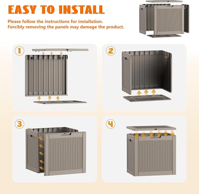 36 Gallon Package Delivery Boxes for Outside, Resin Outdoor Storage Box with Rattan Pattern, Storage Cabinet for Parcel Shipping & Storage