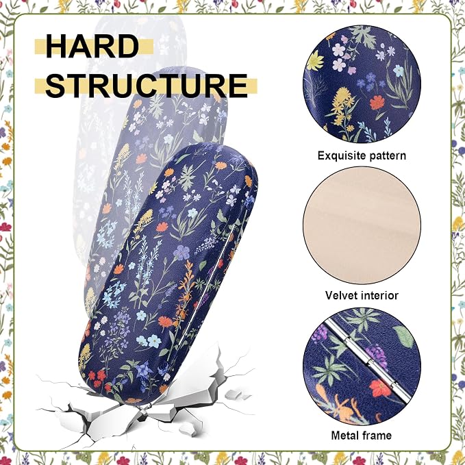 3 Pcs Eyeglasses Case，Hard Shell Glasses Case Protective with Cleaning Cloth Reading GlassesCase for Women Man