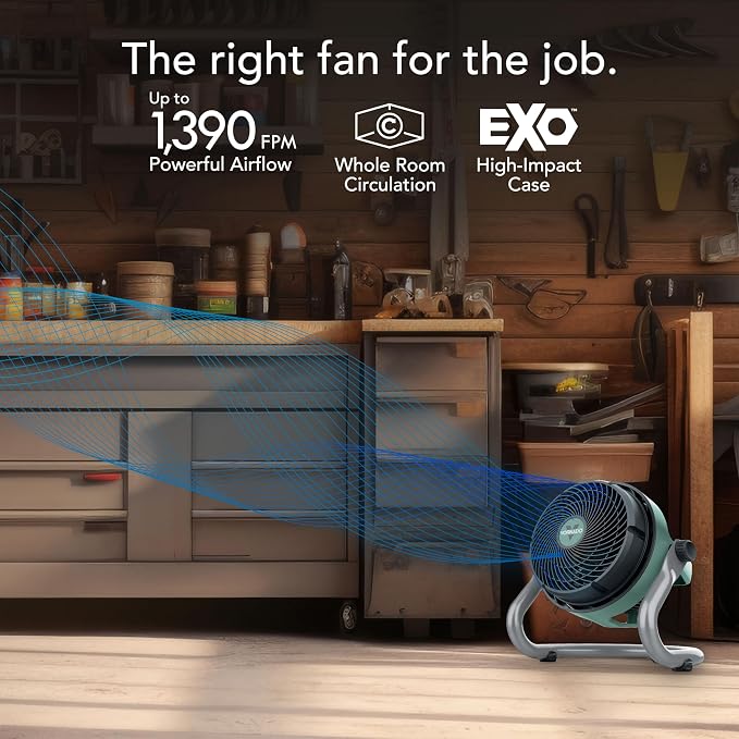 Vornado EXO61 Heavy Duty Air Circulator, 3-Speed, Industrial Floor Blower Fan with 8 ft Cord, IP54 Motor, Steel Base, Non-Slip Feet for Garage, Workshop, Job Site Cooling