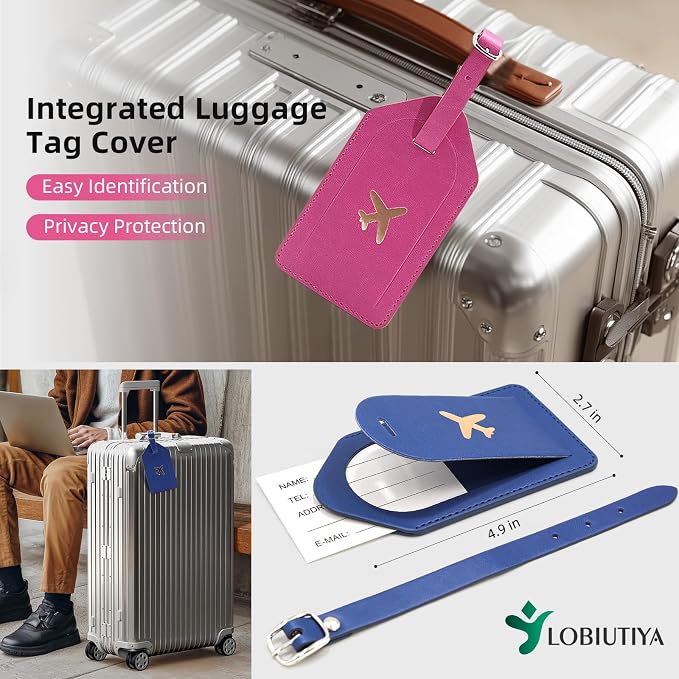2 Pack Passport Holder For Travel with Luggage Tag Cover – RFID Blocking Passport Wallet Holder for Travel Women/Men | PU Leather Passport Case with Money Pocket, Blue/Pink