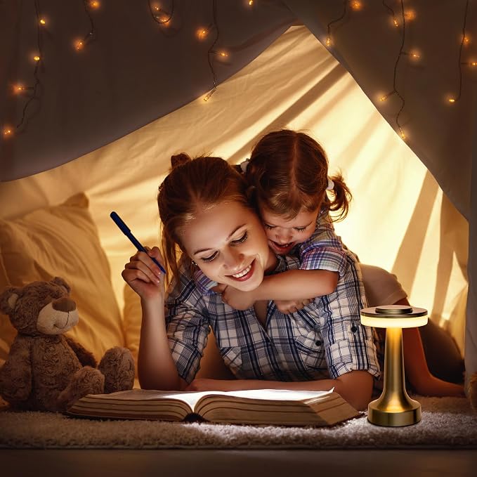 O’Bright Portable LED Table Lamp with Touch Sensor, 3-Levels Brightness, Rechargeable Battery Up to 48 Hours Usage, Night Light for Kids Nursery, Nightstand Lamp, Bedside Lamp (Gold)