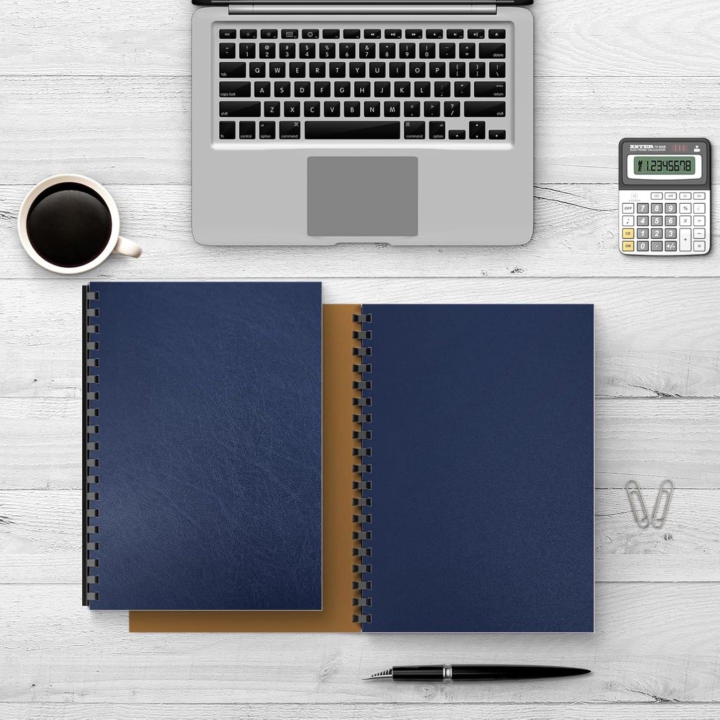 Binditek 100 Pack 16 Mil Leather-Textured Heavyduty Polycovers, Letter Size, Plastic Binding Presentation Covers, 8-1/2 x 11", Square Corners, Unpunched, Navy, Office Supplies