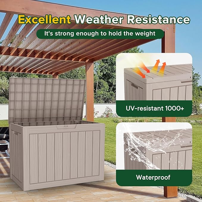 PatioZen 50 Gallon Package Delivery Boxes for Outside, Lokable Secure Resin Package Delivery Box with Lid, Weatherproof and Anti-Theft Storage for Outdoor Front Door, Porch, Curbside, House (Grey)
