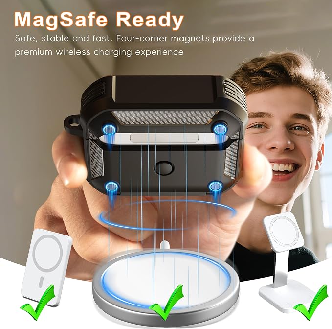 for AirPods Pro 2 Case with Lock Magnetic Lid, Starry | Compatible with AirPods Pro 2nd Generation and AirPods Pro 1st Generation (2019) Case with Cleaner Kit & Carabiner, MagSafe