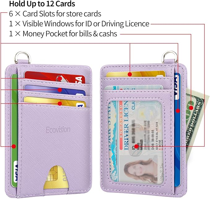 Slim Minimalist Front Pocket Wallet, RFID Blocking Credit Card Holder Wallet with Detachable D-Shackle for Men Women