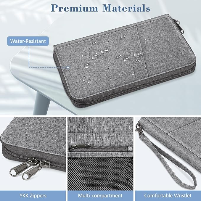 FINTIE Family Passport Holder Wallet Travel Document Organizer Clutch Bag | RFID Blocking Credit Cards Case Cover for Women Men